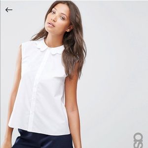 NWOT! ASOS Sleeveless Scallop Collar Button Down